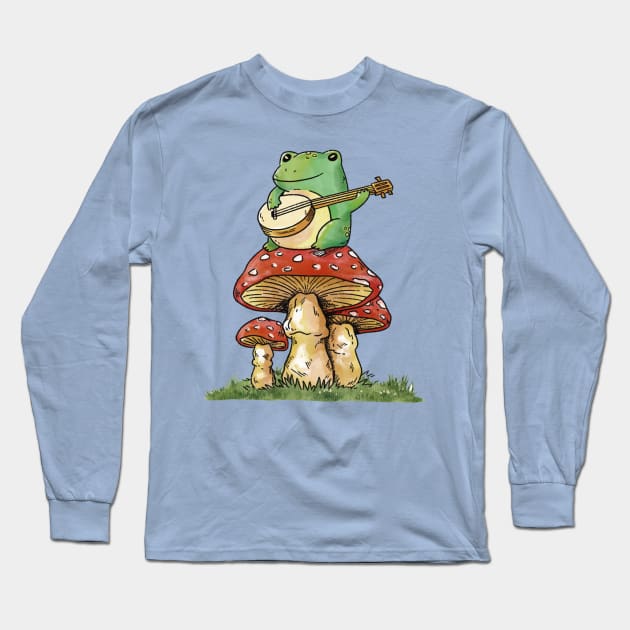 Cottagecore Banjo Frog Long Sleeve T-Shirt by Magnolia Meadows